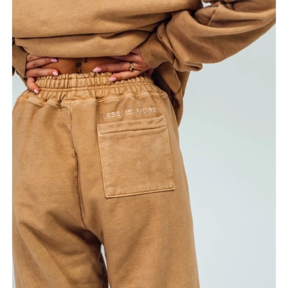 Less is More sweats SET XL sweatshirt sweatpants LessisMore tan lounge embroider - Picture 1 of 16